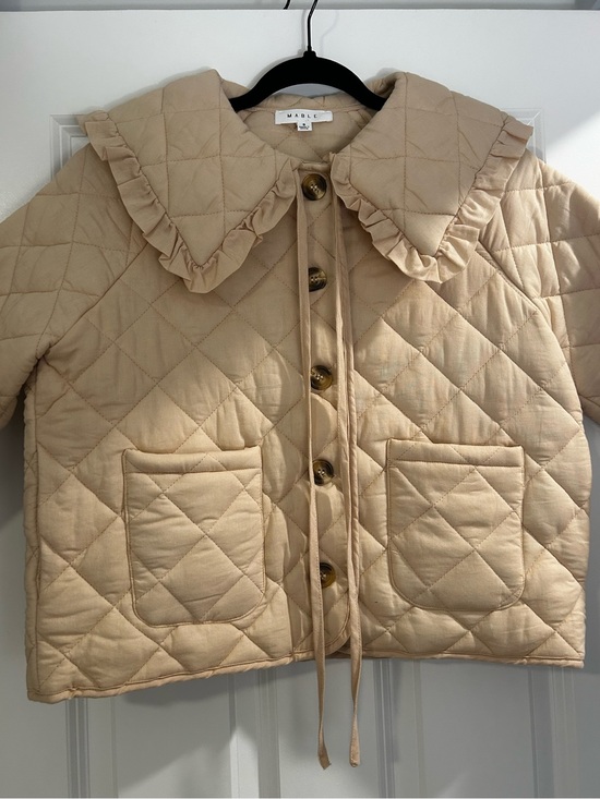Mable Jackets & Blazers - NWOT MABLE Quilted Ruffle Collar Cream Button Jacket, sz S
